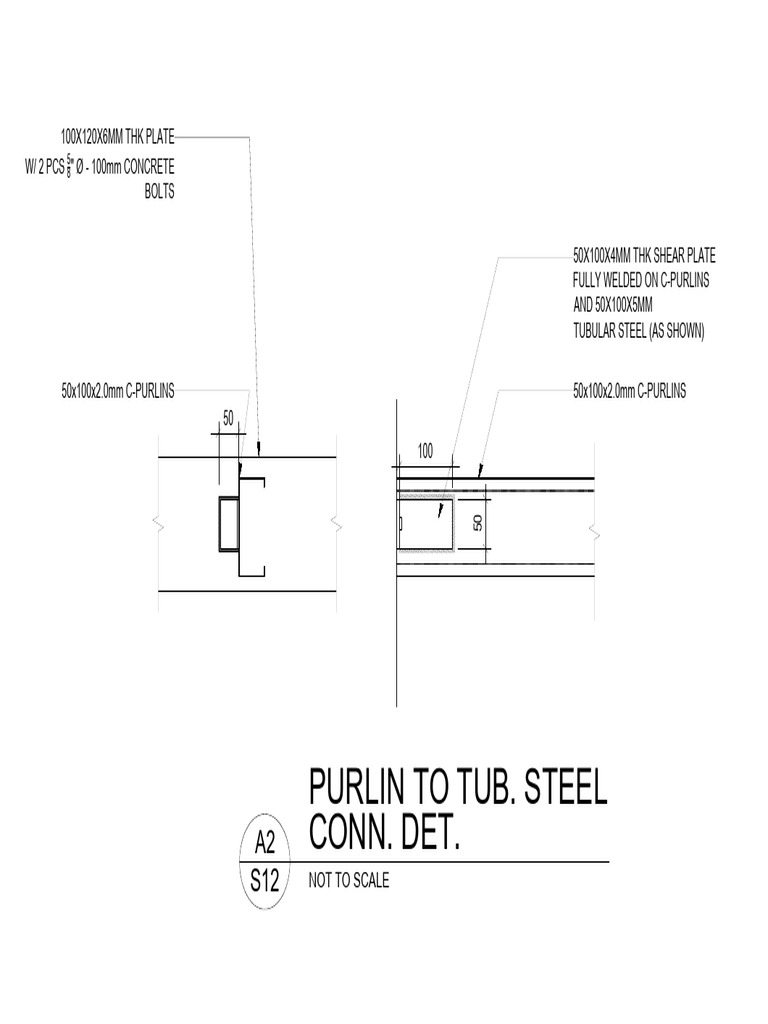 Purlin To Tubular Steel Connection Detail | PDF