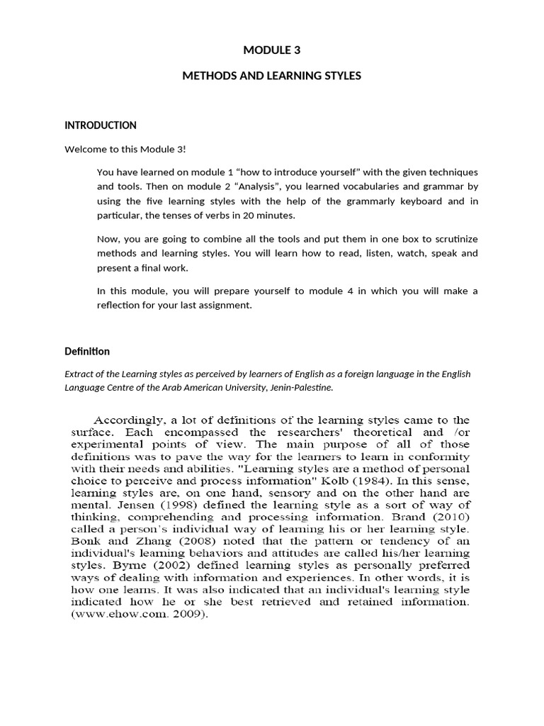 Methods and Learning Styles Lessons | PDF | Vocabulary | English Language