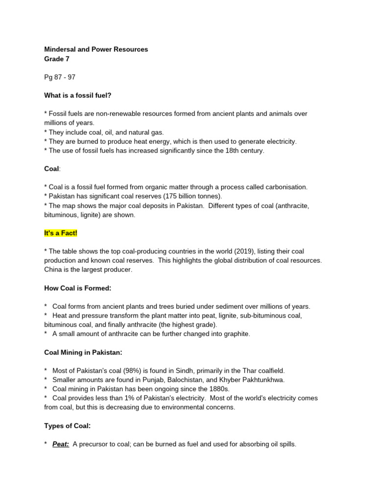 Understanding Fossil Fuels and Coal Mining | PDF | Natural Gas | Coal