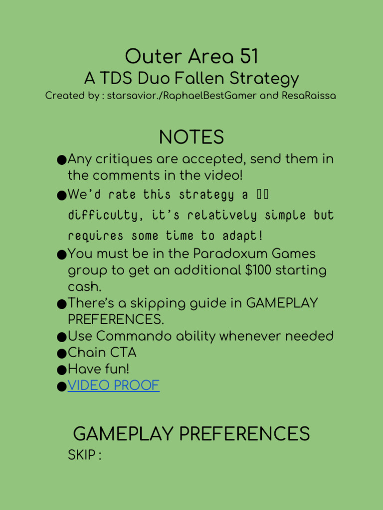 TDS Area 51 Strategy Guide | PDF