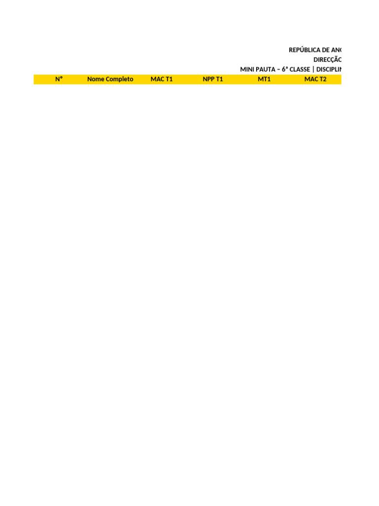 Mini Pauta 6ª Classe - Língua Portuguesa | PDF
