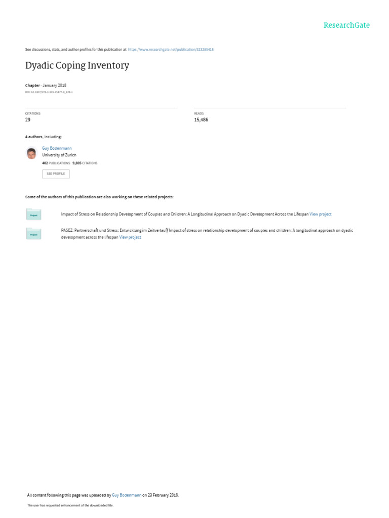 Dyadic Coping Inventory Overview | PDF | Psychometrics | Validity ...