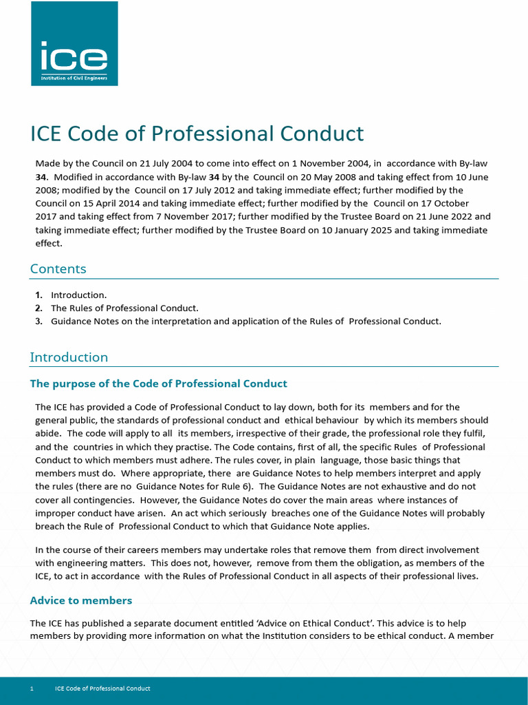 ICE Professional Conduct Code Overview | PDF | Bribery | Plagiarism