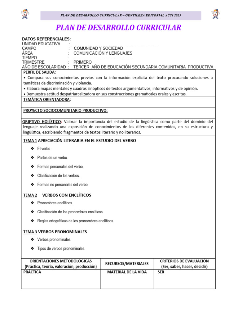 Plan Curricular de Comunicación 2025 | PDF | Plan de estudios | Puntuación