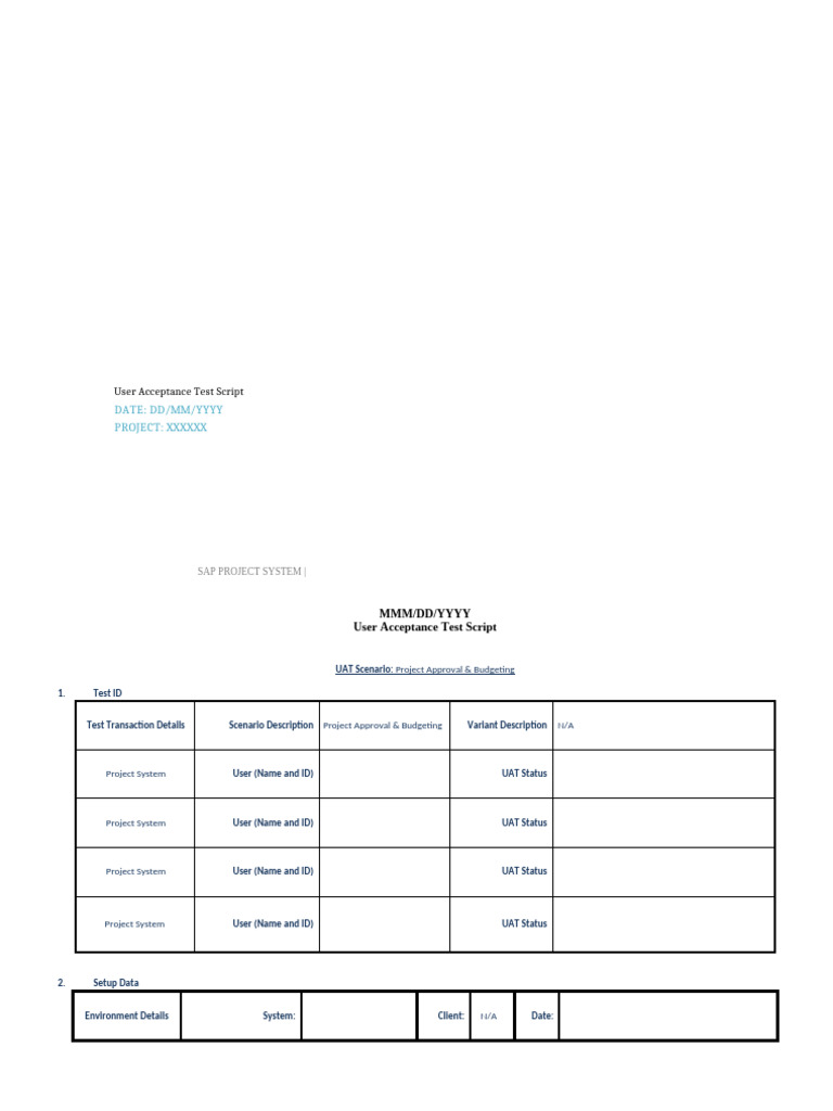 UAT Script Project Budgeting & Approval - Temp | PDF