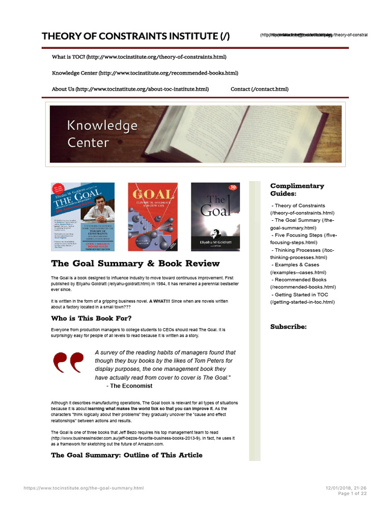 The Goal: A TOC Overview and Summary | PDF | Scientific Theories