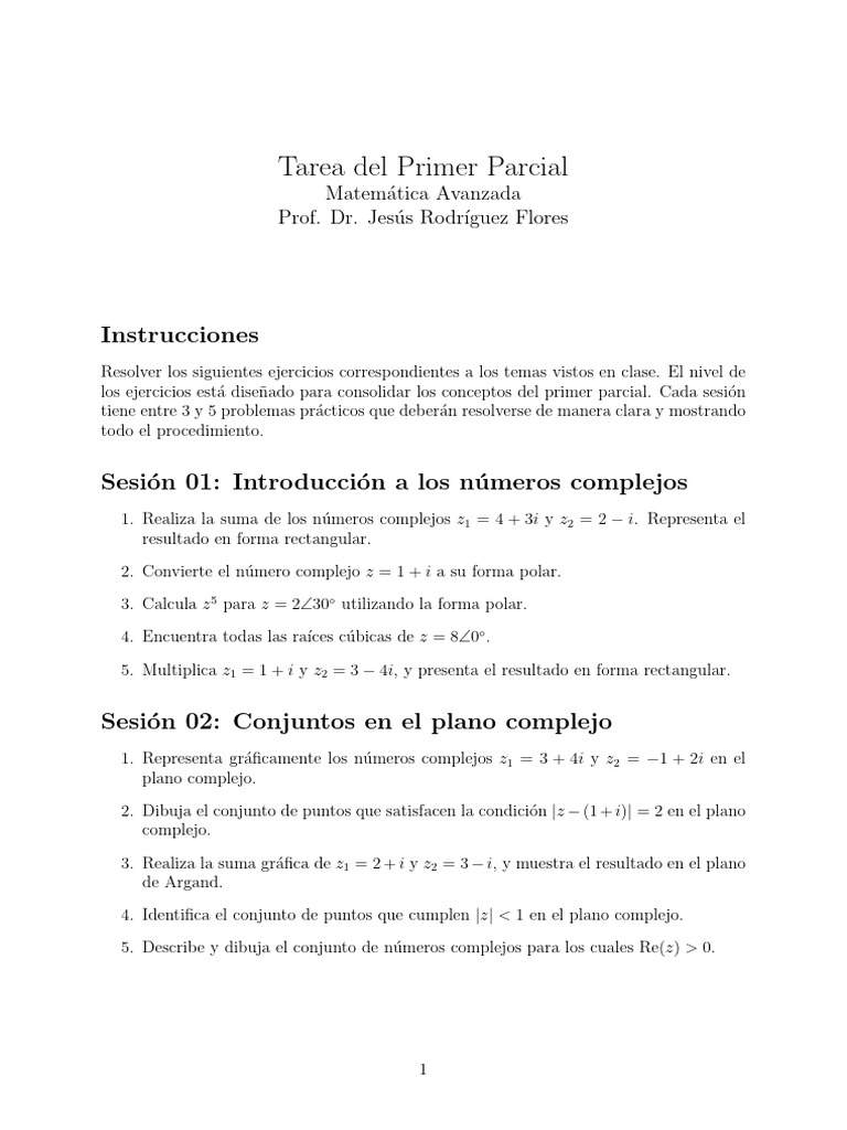 Ejercicios Primer Parcial Matemáticas Avanzadas | PDF | Función ...