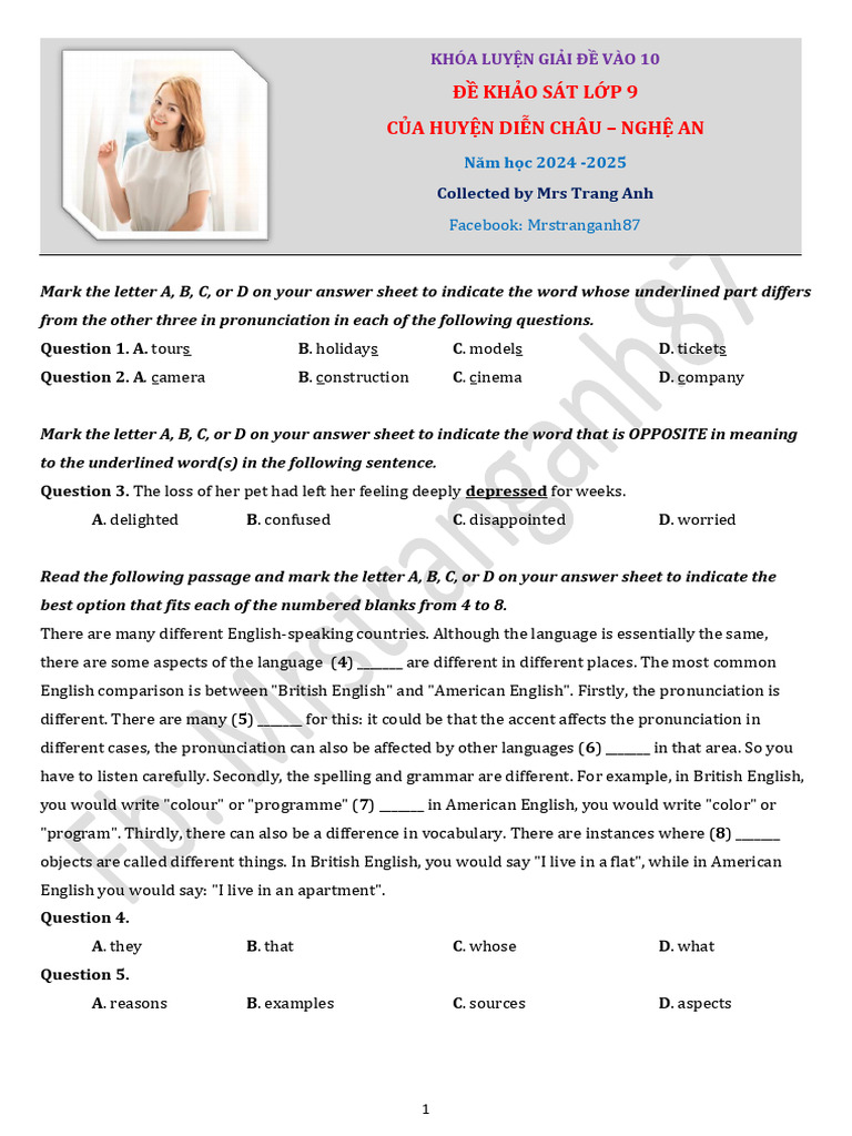 9th Grade English Practice Test | PDF