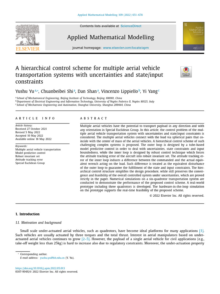 A Hierarchical Control Scheme For Multiple Aerial Vehicle ...