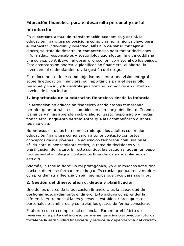 Educación Financiera para El Desarrollo Personal y Social | PDF ...