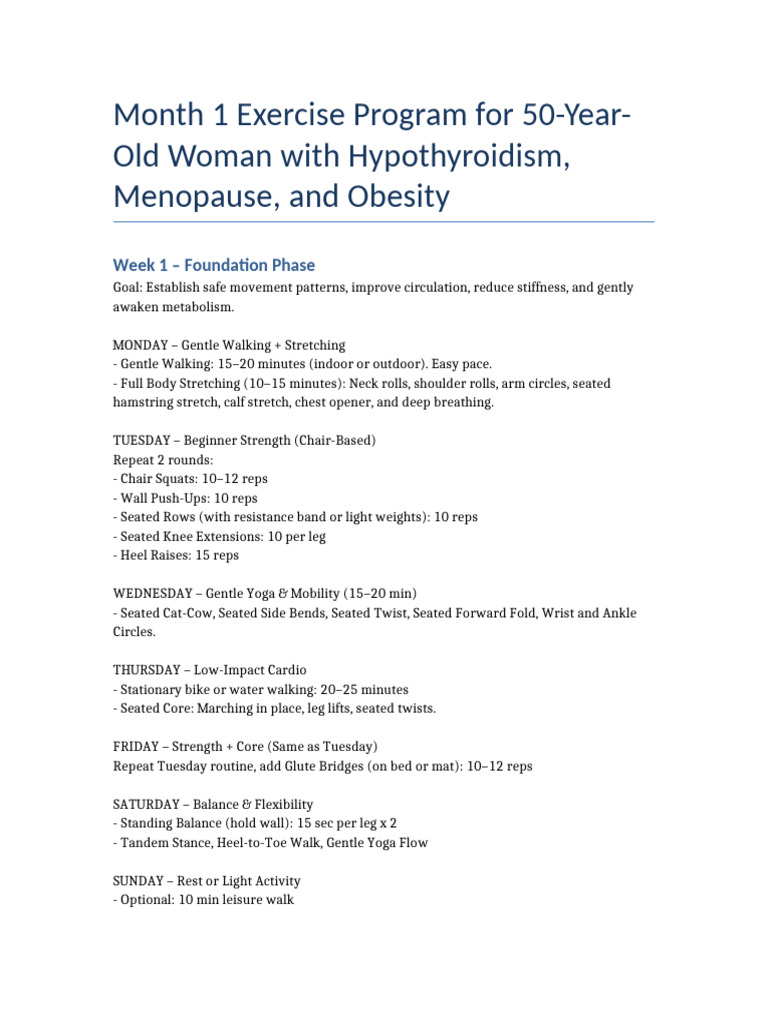 Month 1 Complete Exercise Program | PDF | Strength Training | Walking