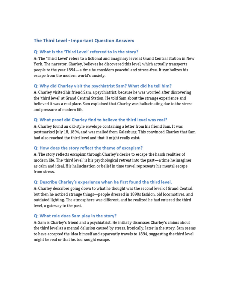 The Third Level Extra Q-A Short | PDF