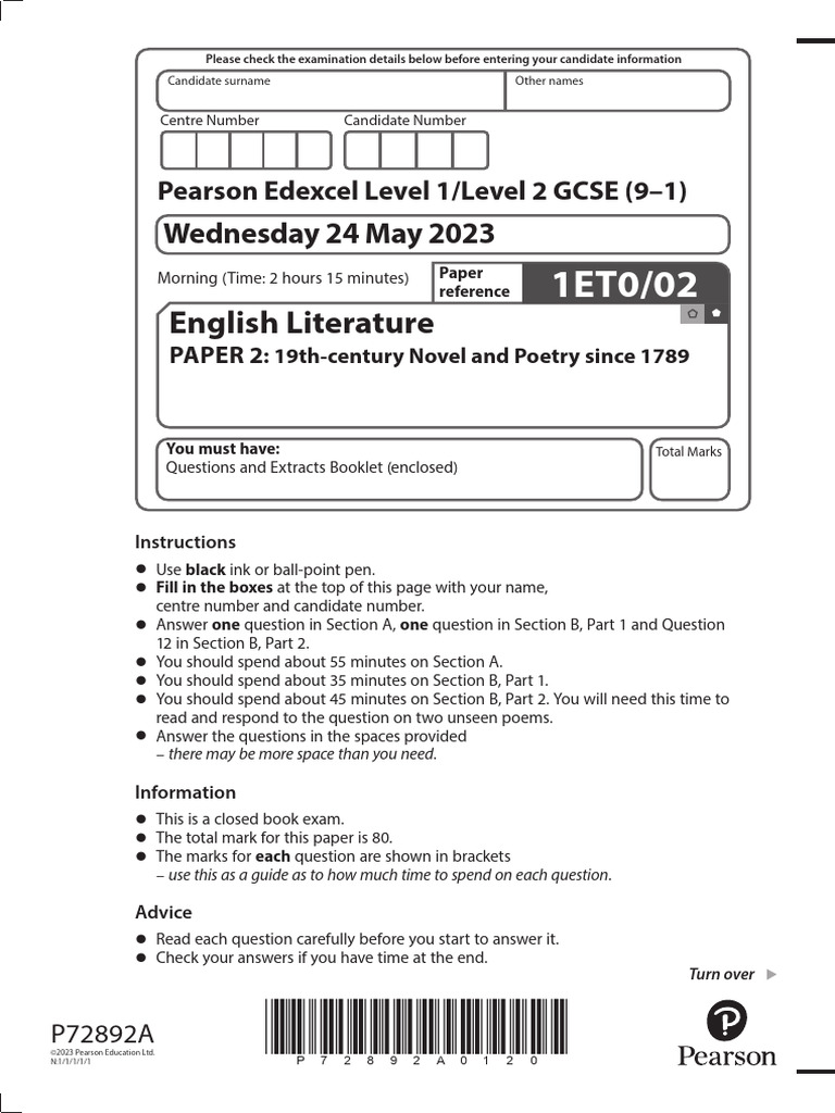 June 2023 QP - Paper 2 Edexcel English Literature GCSE | PDF | Schools ...