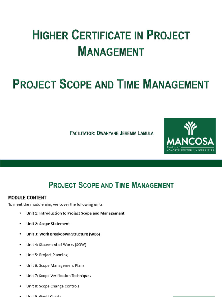 Project Scope and Time Management Guide | PDF | Business