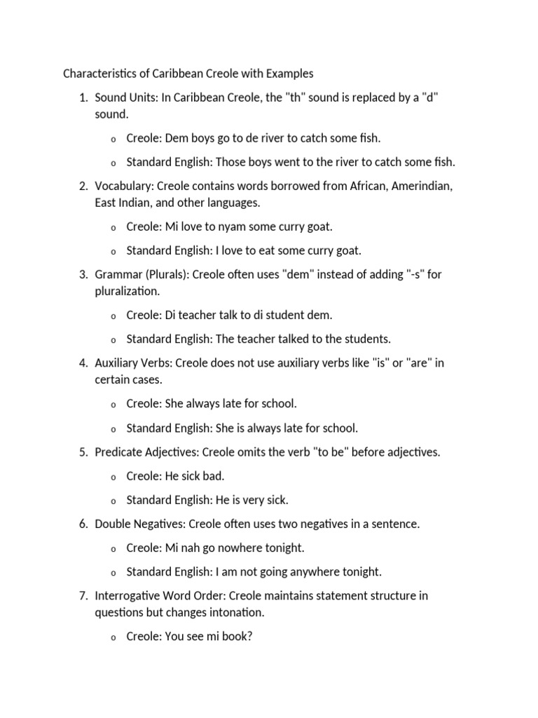 Caribbean Creole: Key Features Explained | PDF | English Language ...