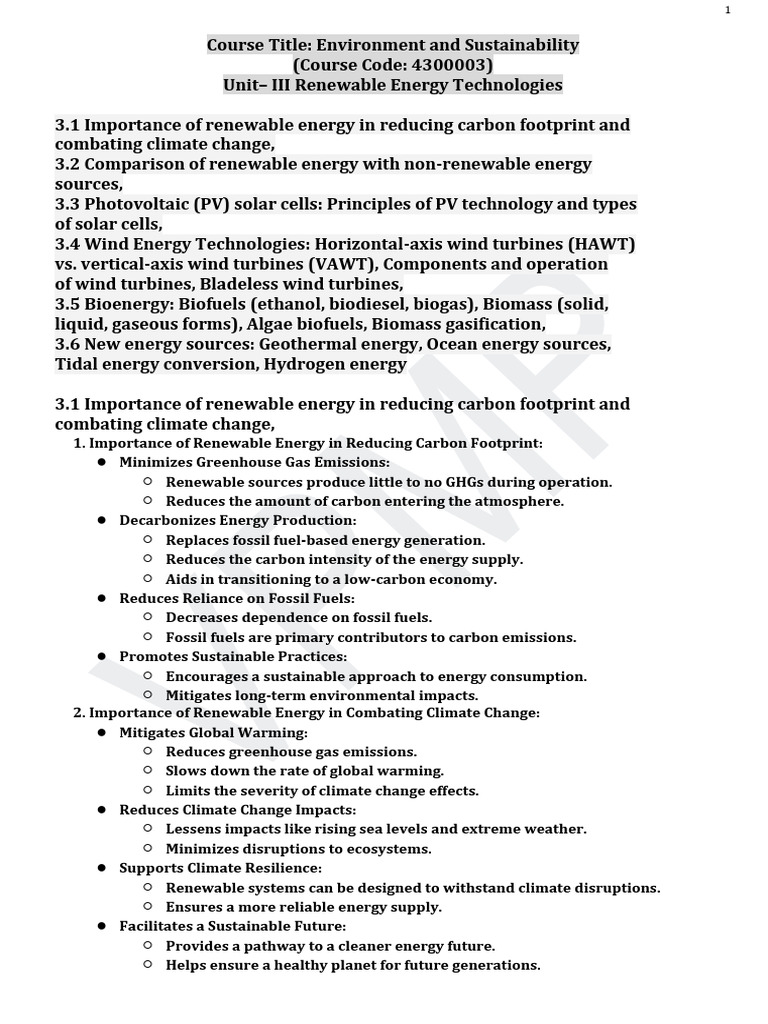 Renewable Energy Technologies Overview | PDF | Biofuel | Photovoltaic ...