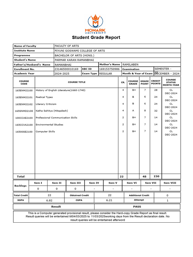 Subject Head Wise Student Result Report | PDF | Higher Education | Academia