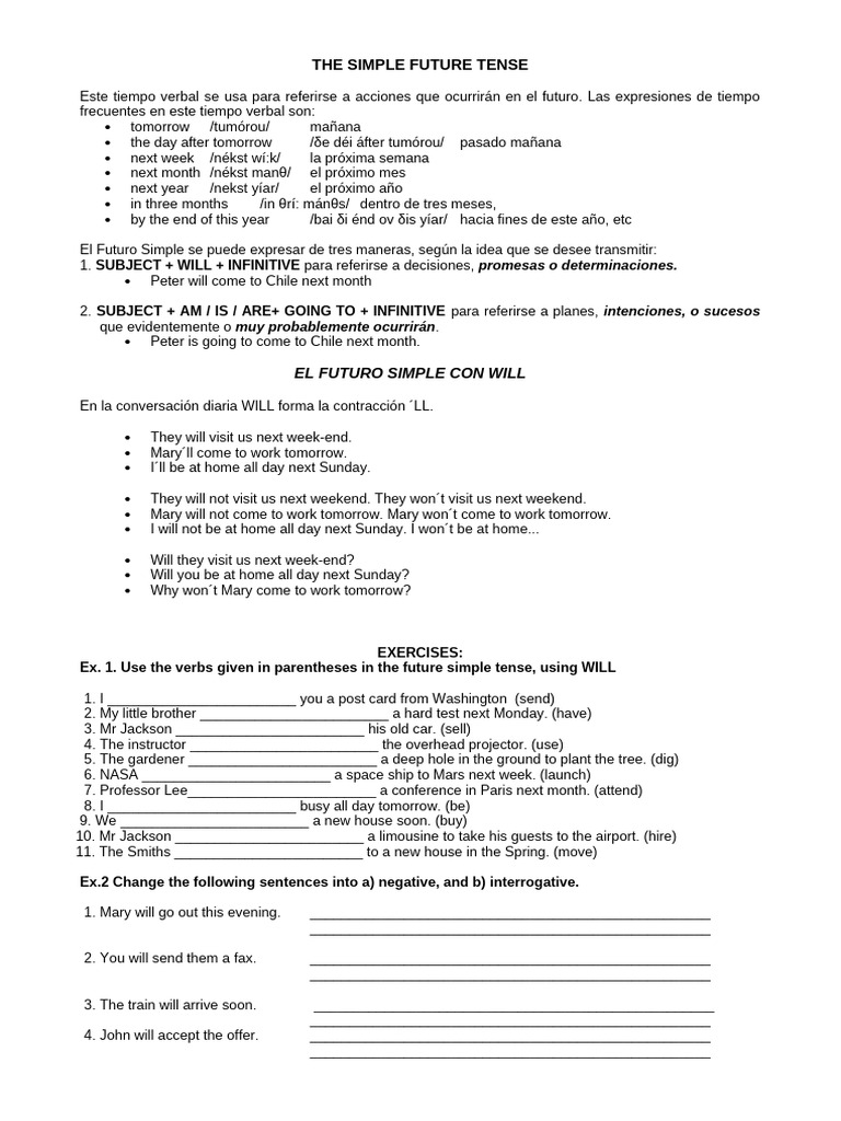 The Simple Future Tense | PDF | Linguistics | Grammar