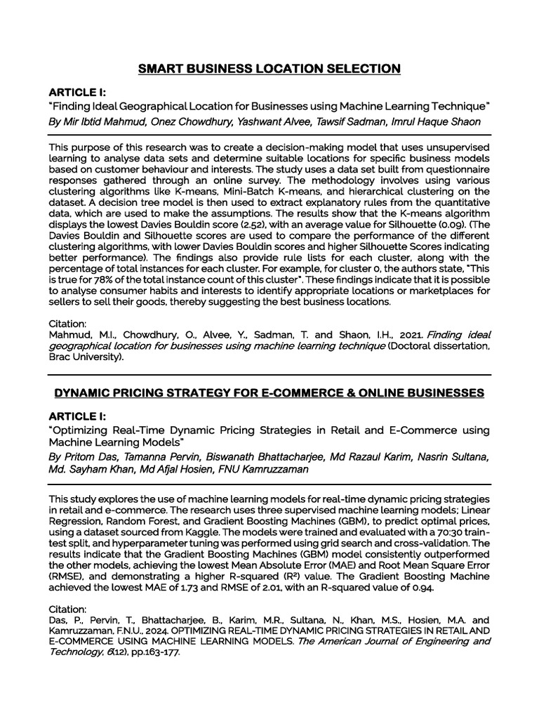ML Research Summaries 1 To 4 | PDF | Machine Learning | Coefficient Of ...