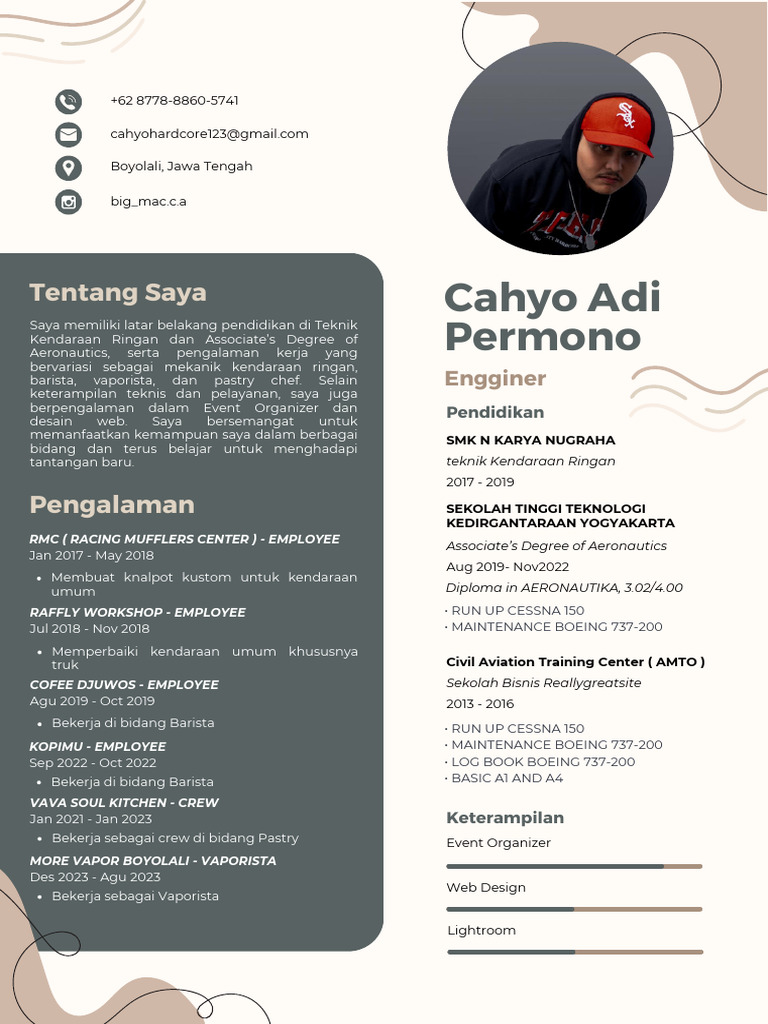 CV Cahyo Adi: Pengalaman Vaporista | PDF