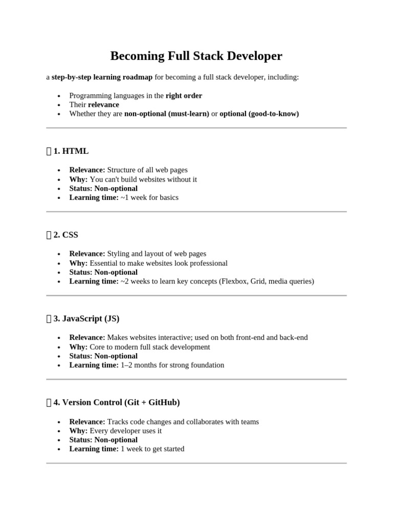 Becoming Full Stack Developer | PDF | Java Script | Computing
