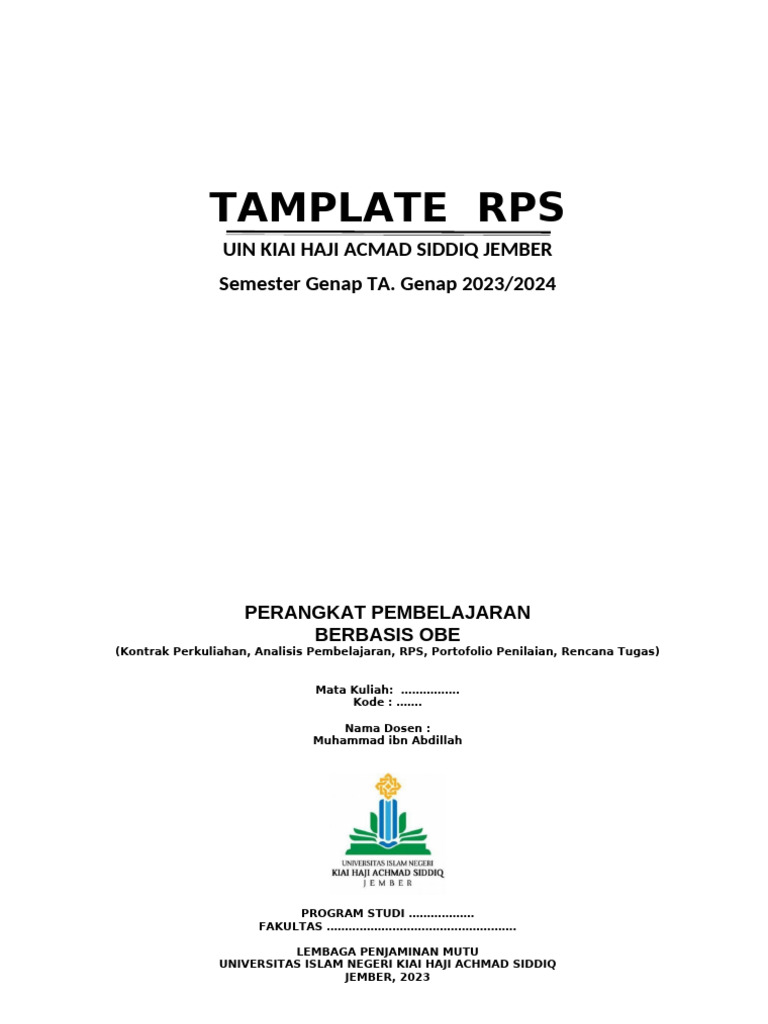 RPS Mata Kuliah OBE 2023/2024 | PDF