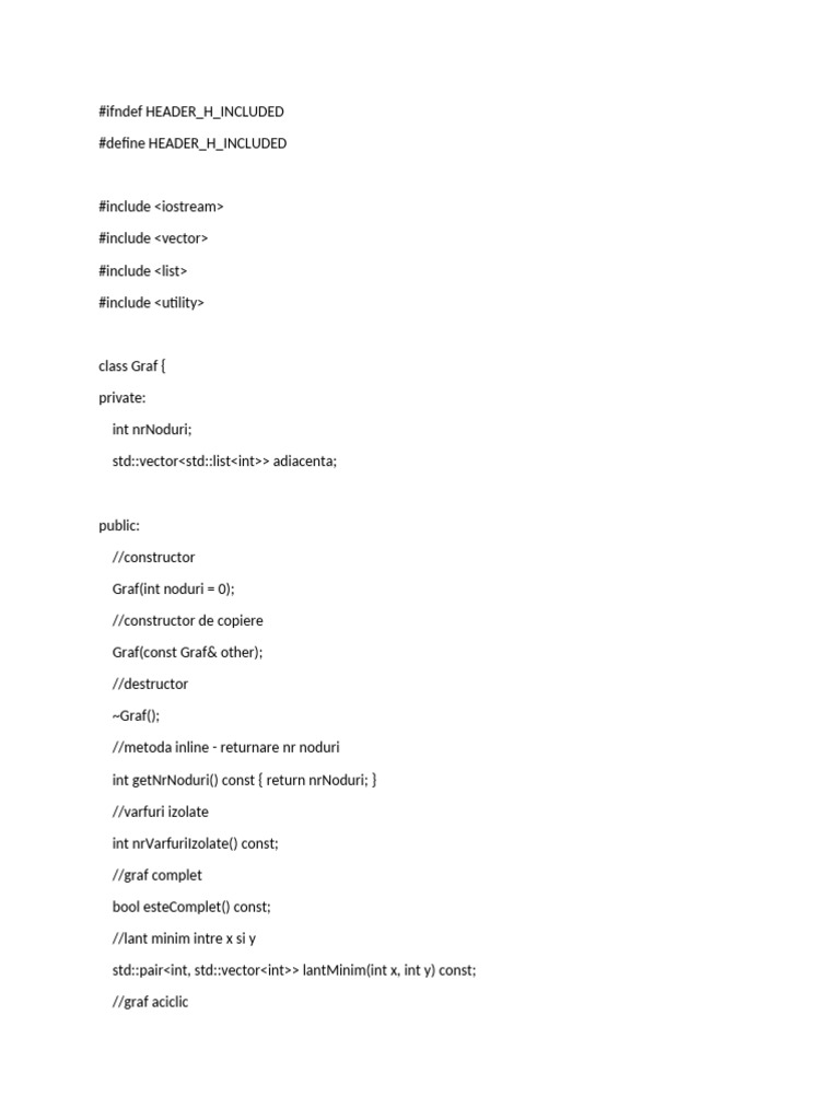 C++ Graph Class Implementation | PDF