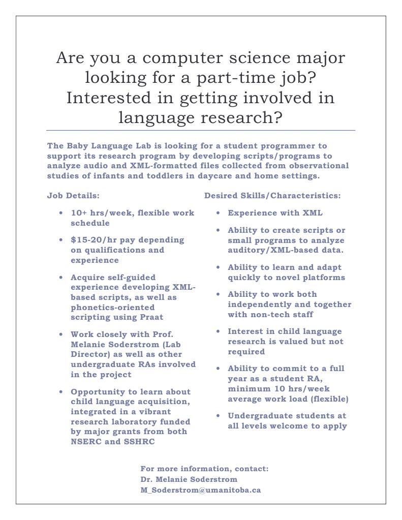 Part-Time Student Programmer Job in Language Research | PDF ...