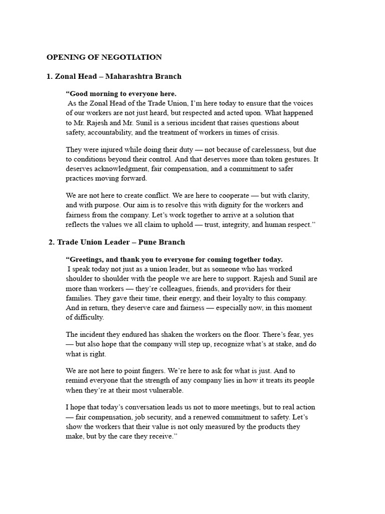Labour Law - Negotiation Script | PDF | Employment | Business