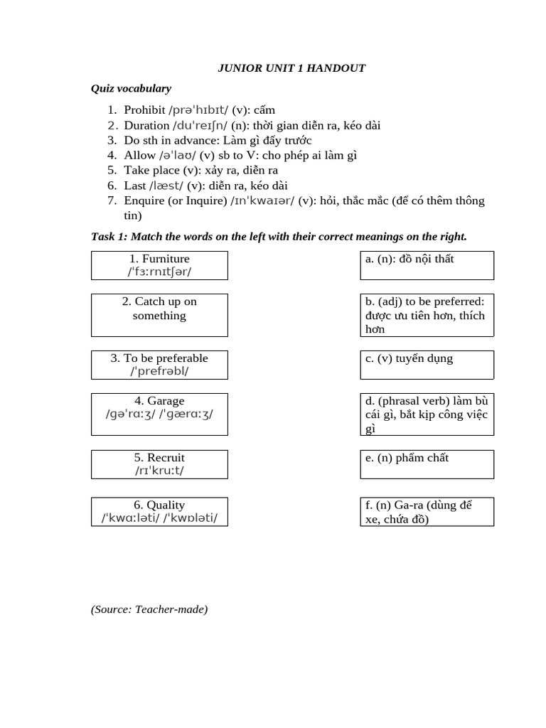 JR Unit 1 Handout | PDF
