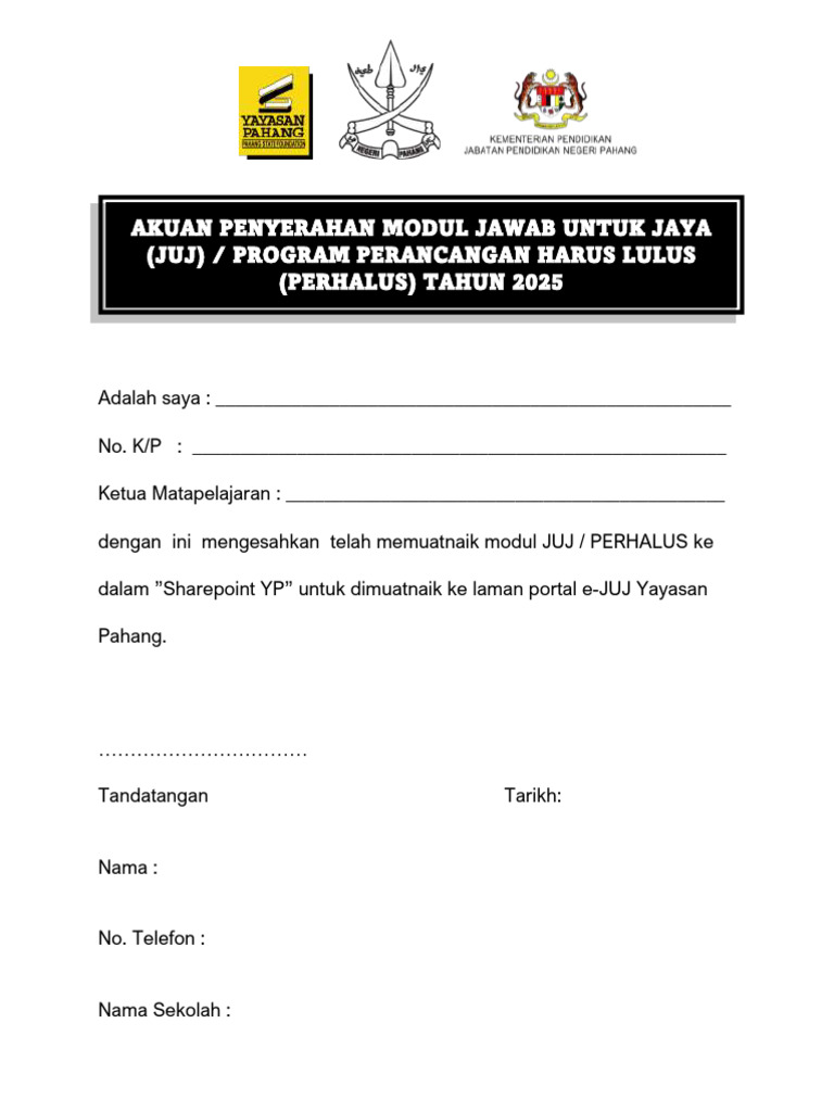 Penyerahan Modul JUJ 2025 ke e-JUJ | PDF
