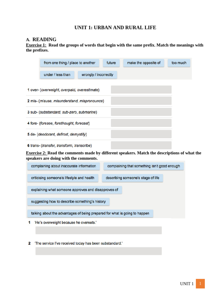 UNIT 1 - Supplementary Exercises | PDF | International English Language ...