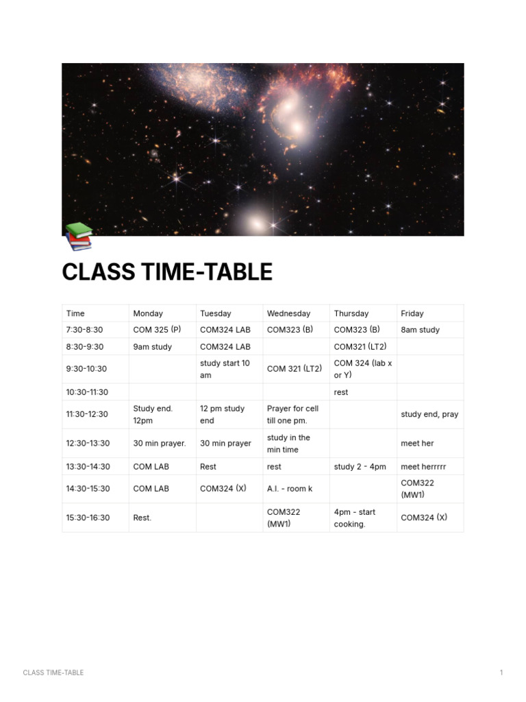 Class Time-Table | PDF