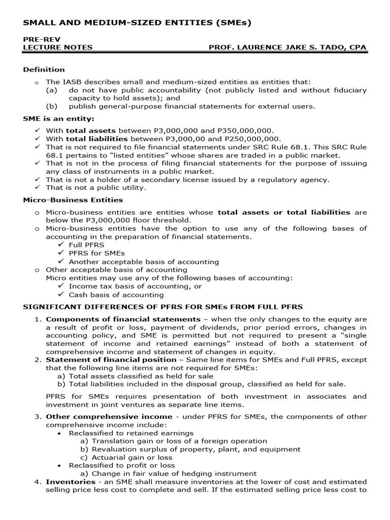 Smes Lecture Notes With Ans | PDF | Fair Value | Expense