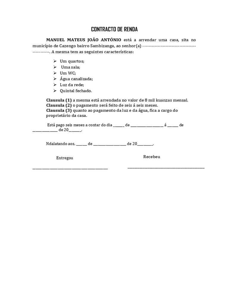 Contracto de Renda | PDF