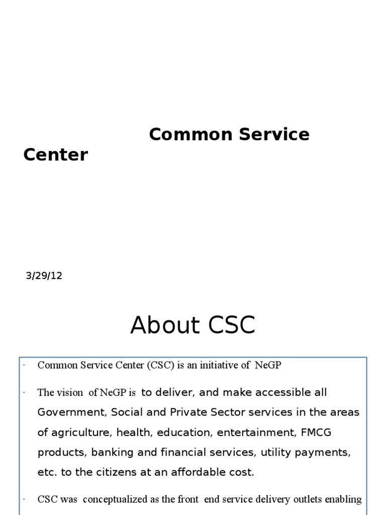 Common Service Centre | PDF | Business | Technology & Engineering