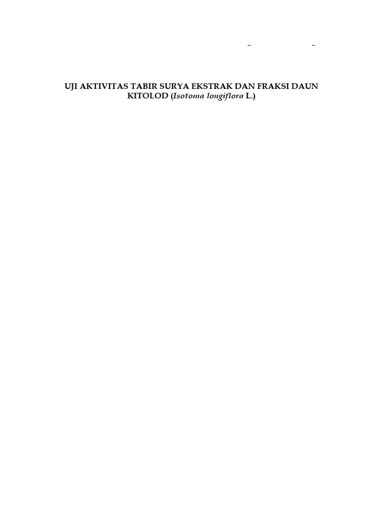 Aktivitas Tabir Surya Daun Kitolod | PDF