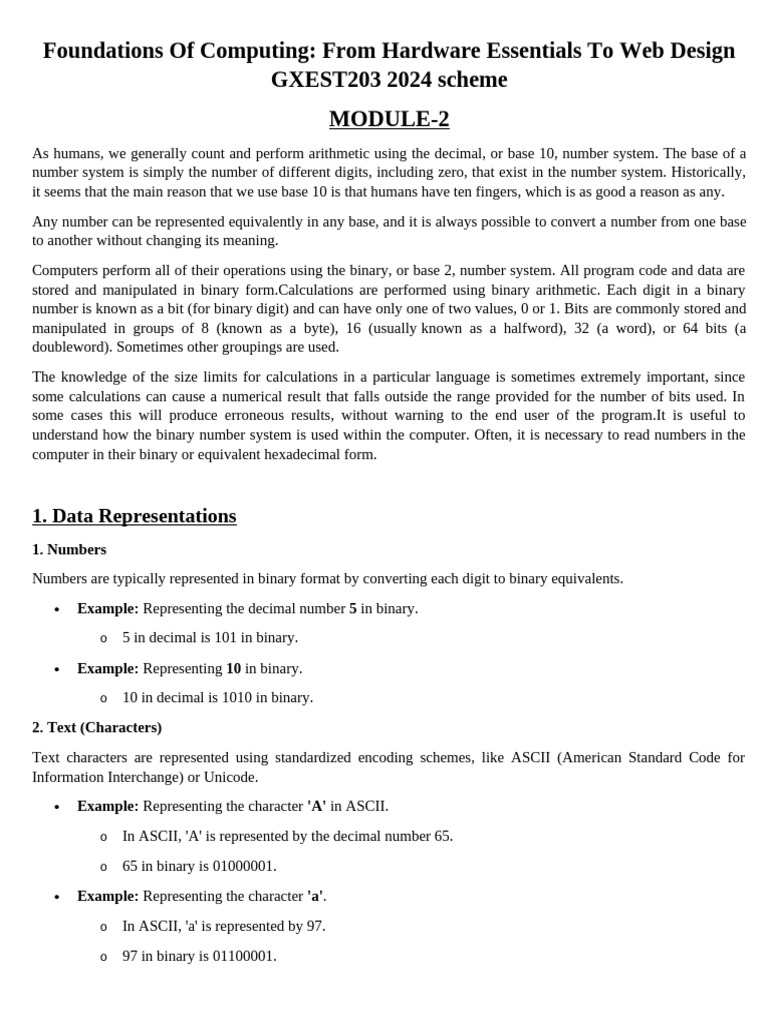 Understanding Binary Data Representation | PDF | Central Processing ...