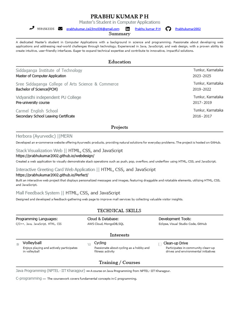 Prabhu Kumar PHResume | PDF | Java Script | Html