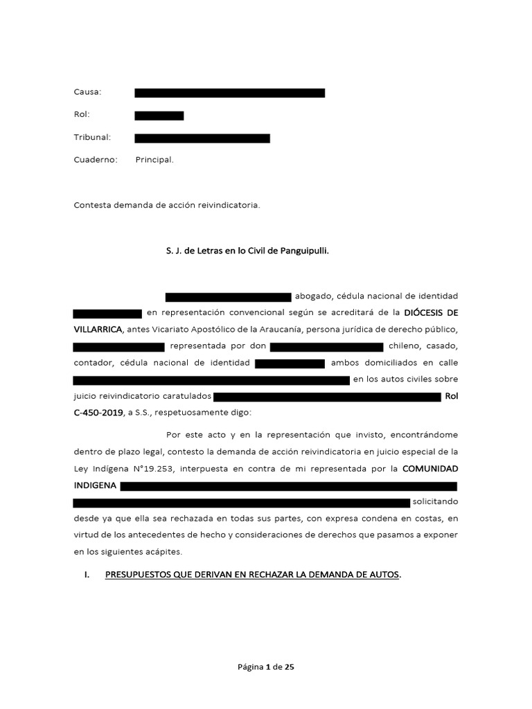 Contesta Accion Reivindicatoria | PDF | Propiedad | Demanda judicial