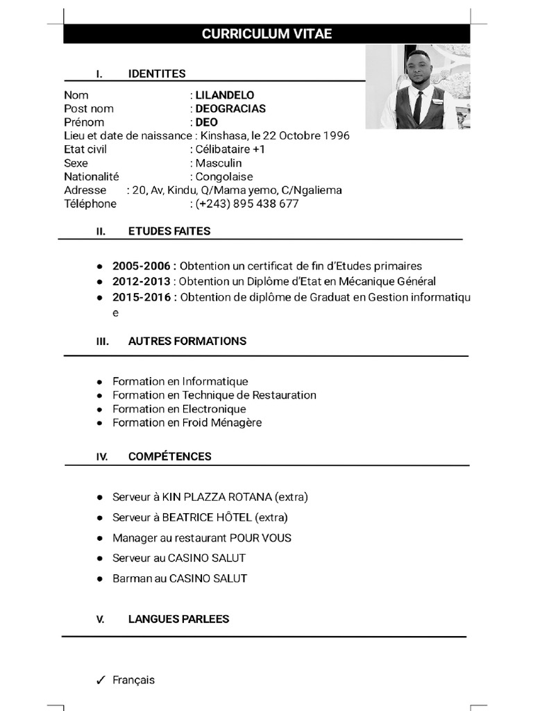 CV de Deo 02 - Phoenix | PDF