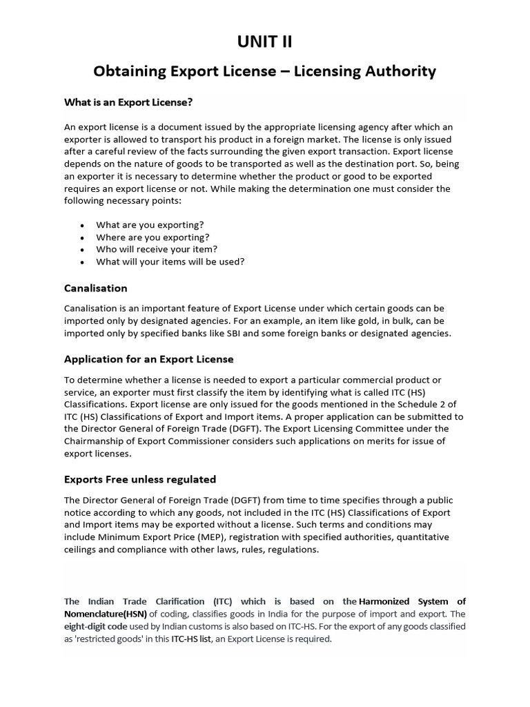 Unit 2 | PDF | Exports | License - How Do I Register For Export License For Us