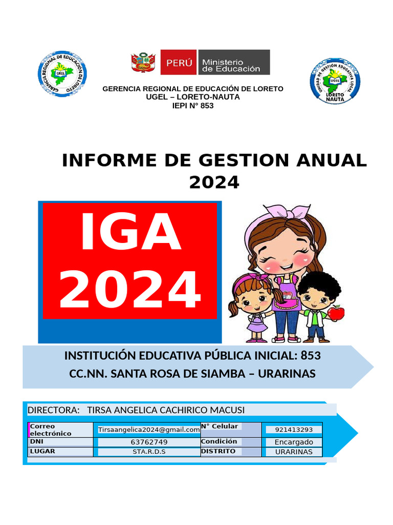 Informe de Gestion Anual 2024 Inicial Tirsa | PDF | Maestros | Escuelas