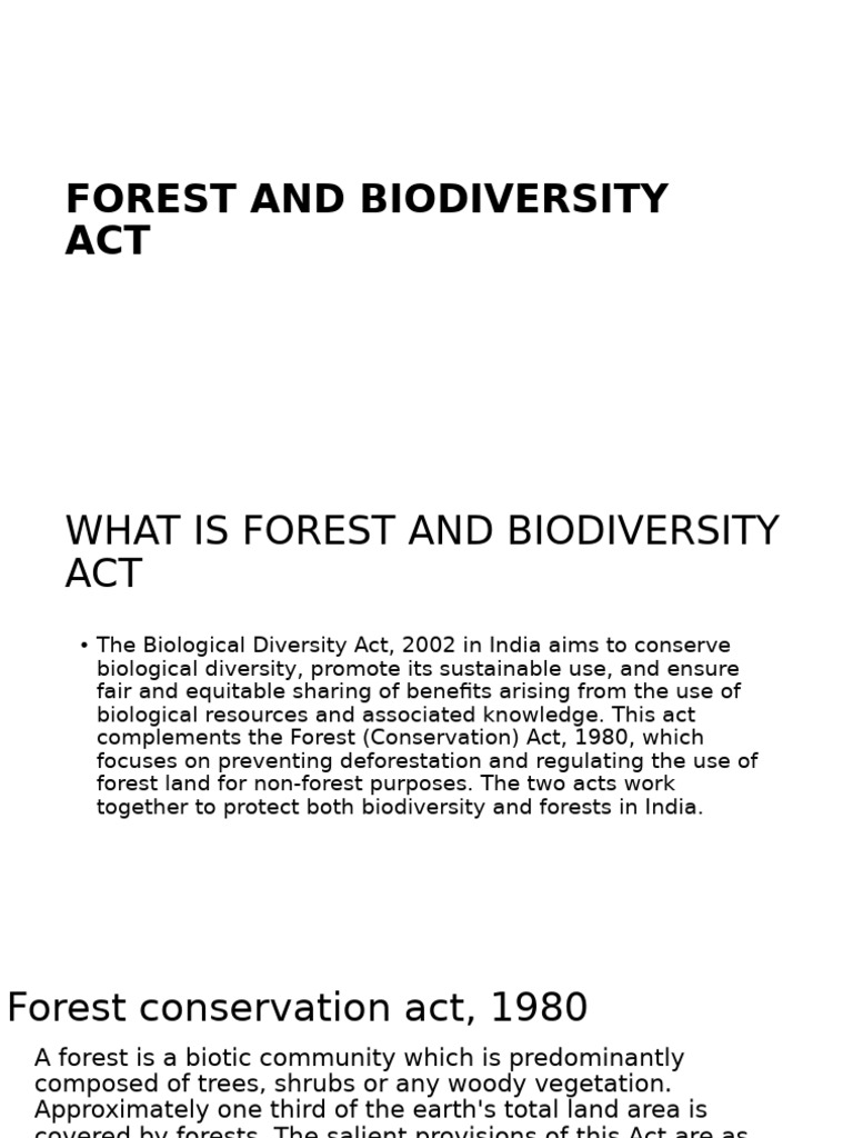Overview of India's Forest and Biodiversity Acts | PDF | Forests ...