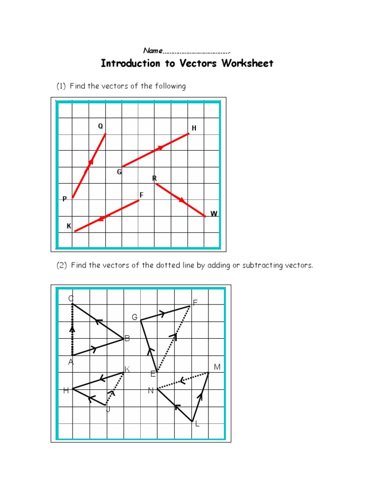 Worksheet Vectors
