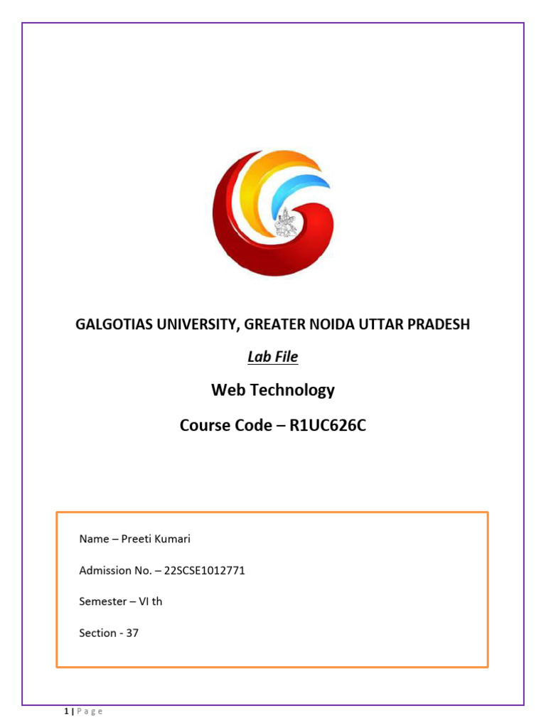 Web Technology Lab File for CSE Students | PDF | Http Cookie | World ...