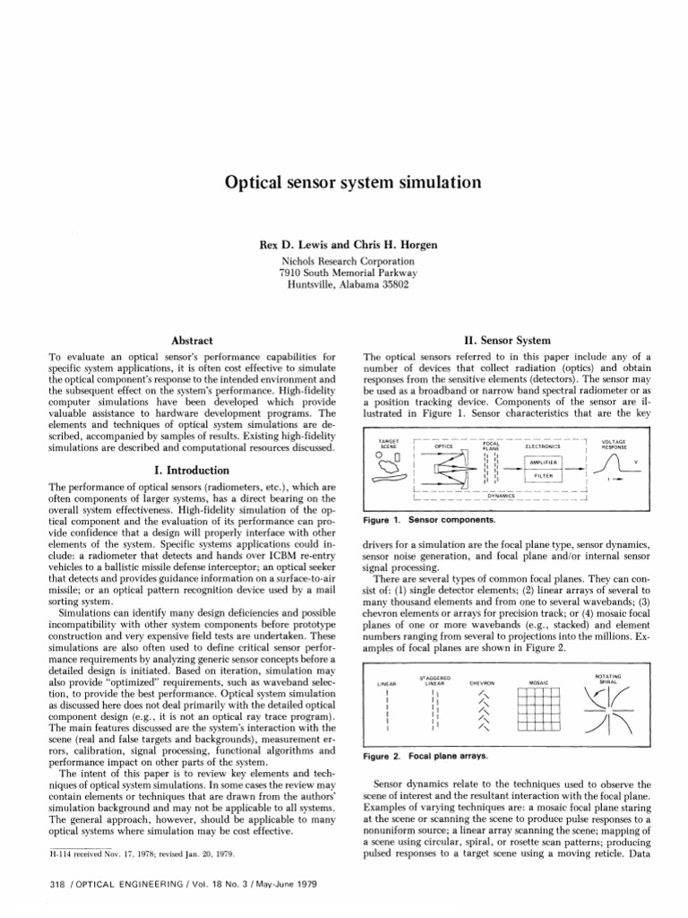 Optical Sensor System Simulation Techniques | PDF | Sensor | Simulation