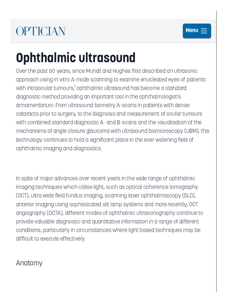 Optician Online - CPD Archive | PDF | Medical Ultrasound | Glaucoma