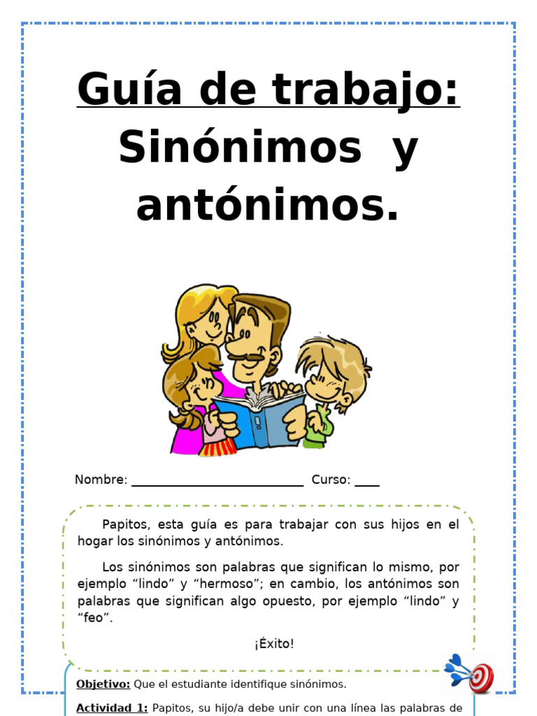 Guía de Sinónimos y Antónimos para Niños | PDF