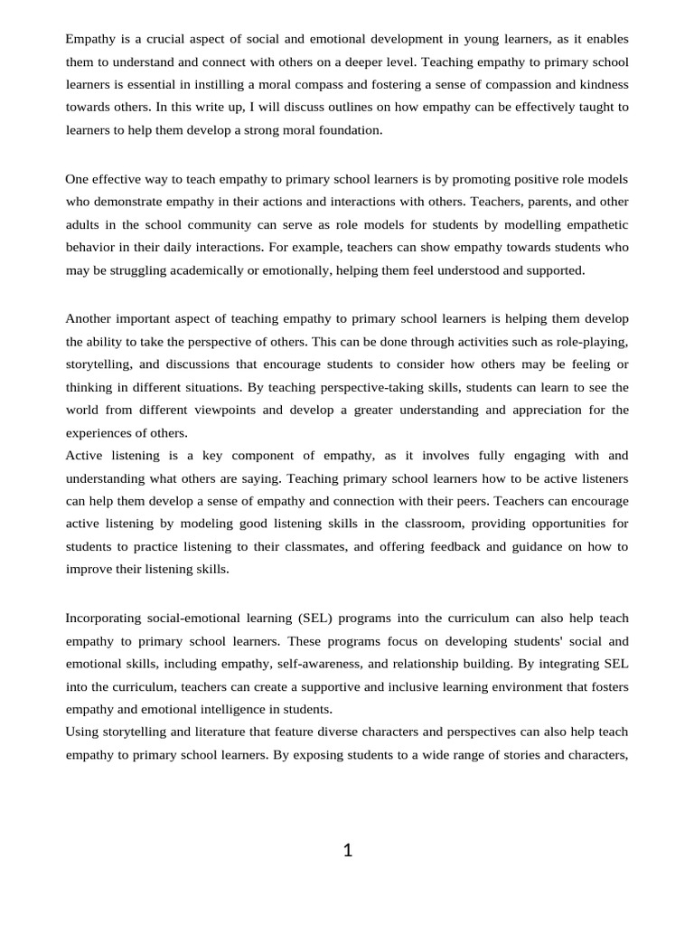 Teaching Empathy in Primary Education | PDF | Empathy | Learning